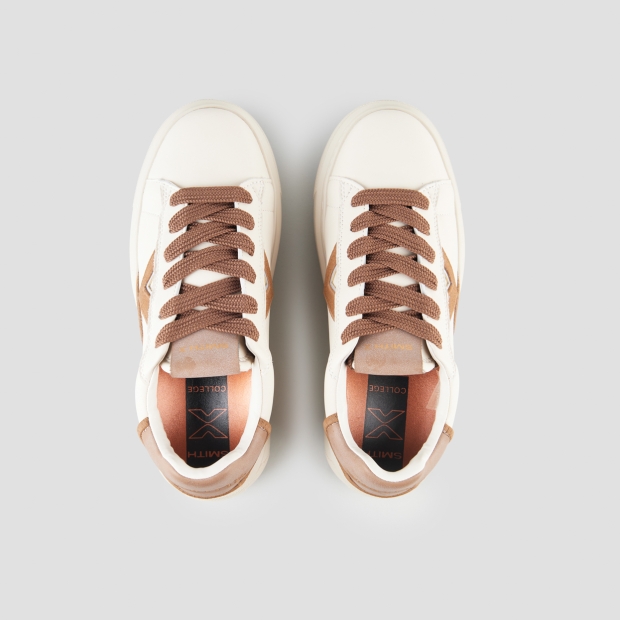 Sneakers Alexander Smith college donna in pelle bianca e dettagli beige - 6