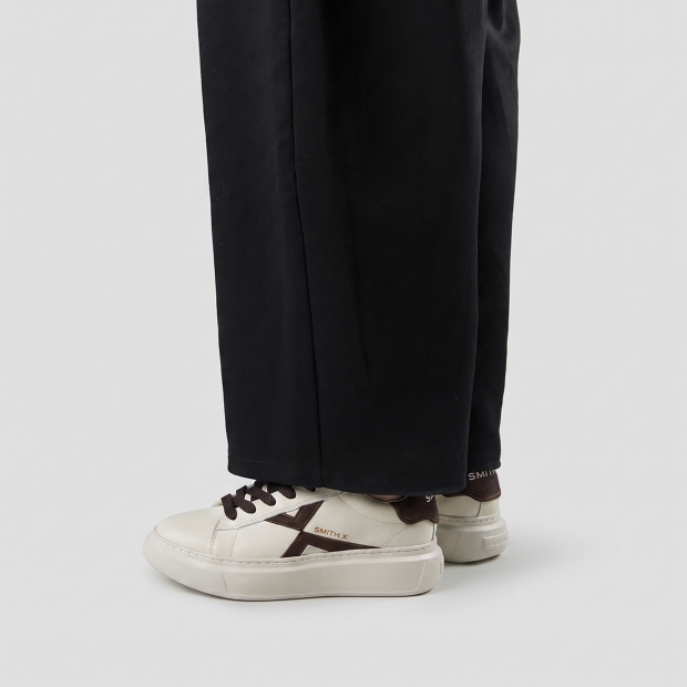 Sneakers Alexander Smith college donna in pelle bianca e dettagli marroni - 2