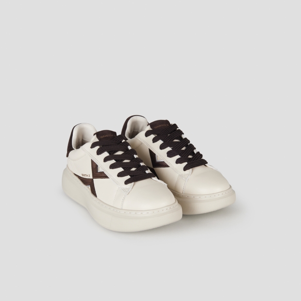 Sneakers Alexander Smith college donna in pelle bianca e dettagli marroni - 3