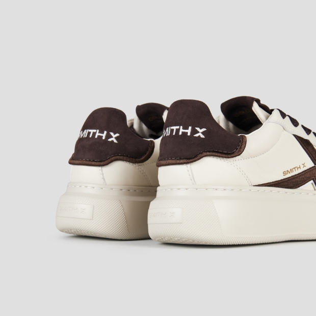 Sneakers Alexander Smith college donna in pelle bianca e dettagli marroni - 4