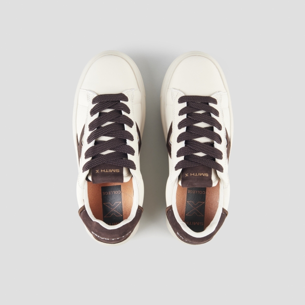 Sneakers Alexander Smith college donna in pelle bianca e dettagli marroni - 5