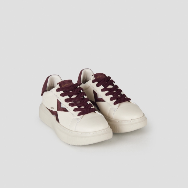 Sneakers Alexander Smith college donna in pelle bianca e dettagli bordeaux - 3