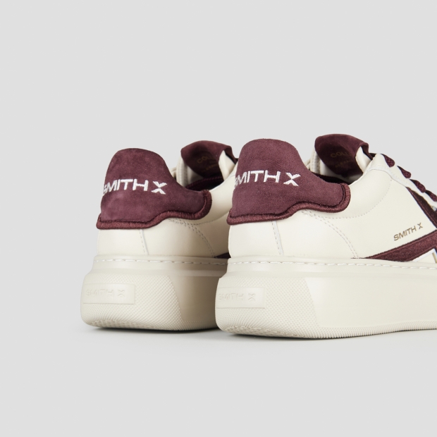 Sneakers Alexander Smith college donna in pelle bianca e dettagli bordeaux - 4