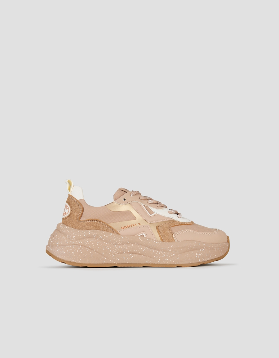 Sneakers Alexander Smith horizon donna in suede sabbia e ripstop beige con suola beige - 1