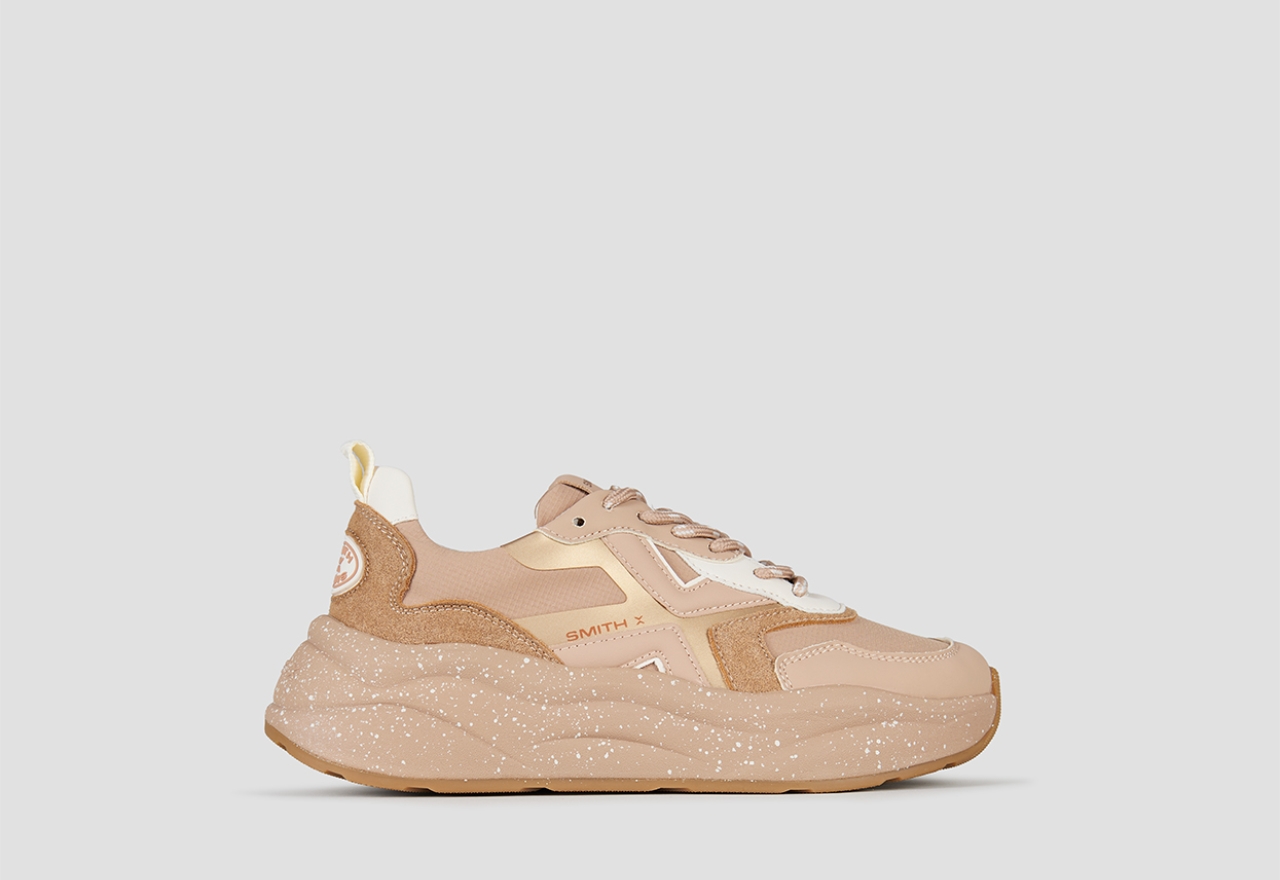 Sneakers Alexander Smith horizon donna in suede sabbia e ripstop beige con suola beige - 1