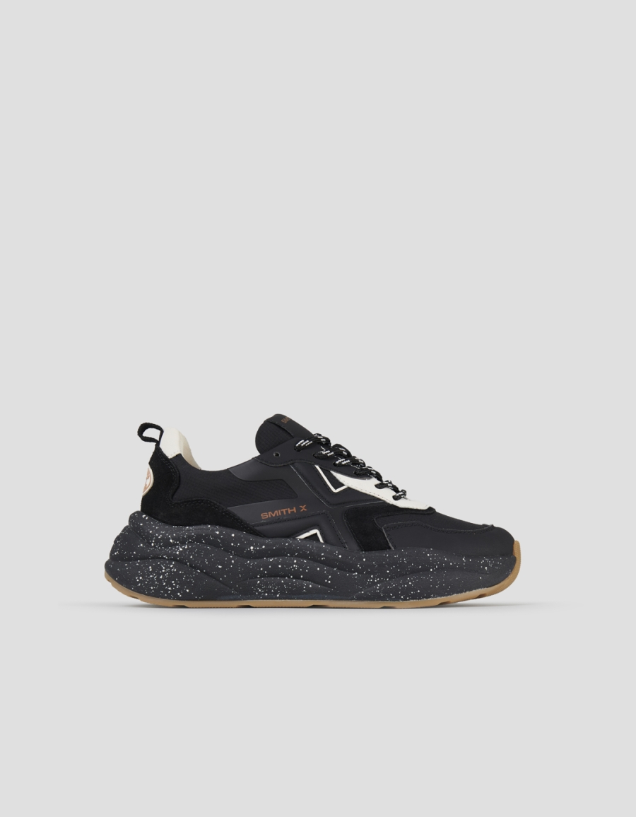 Sneakers Alexander Smith horizon donna in suede e ripstop neri con suola nera - 1