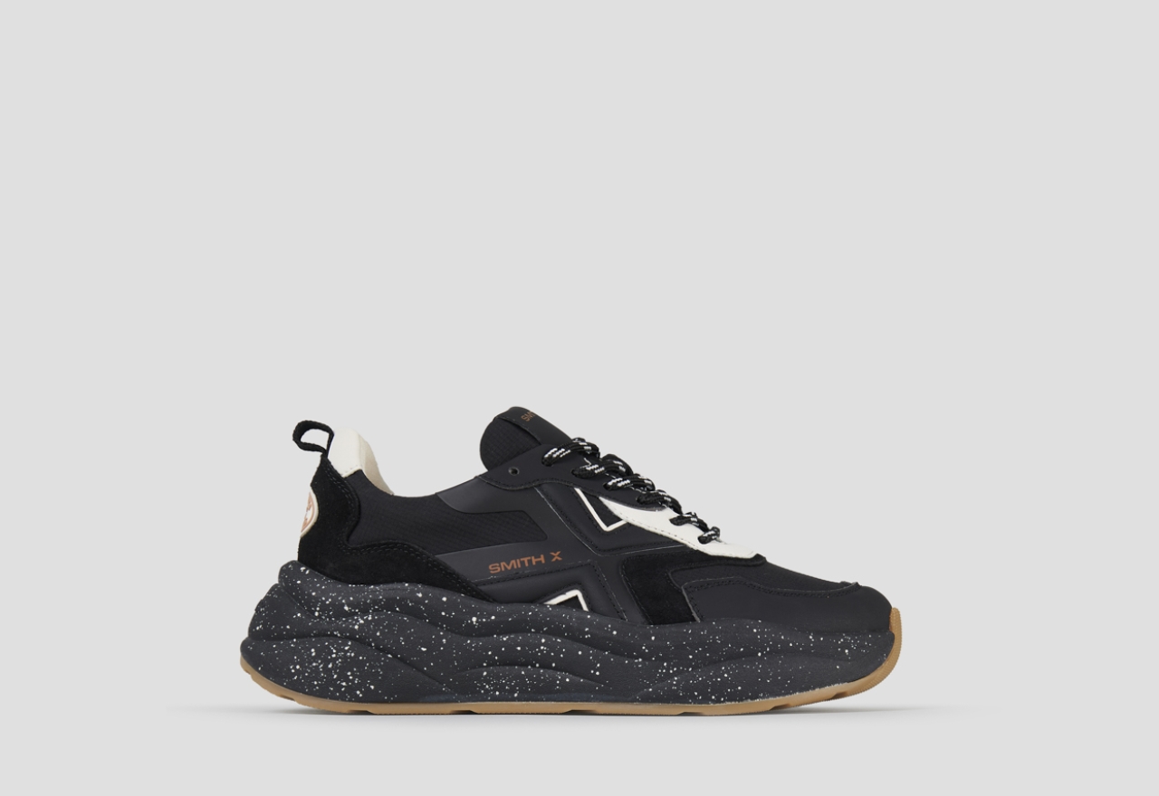 Sneakers Alexander Smith horizon donna in suede e ripstop neri con suola nera - 1