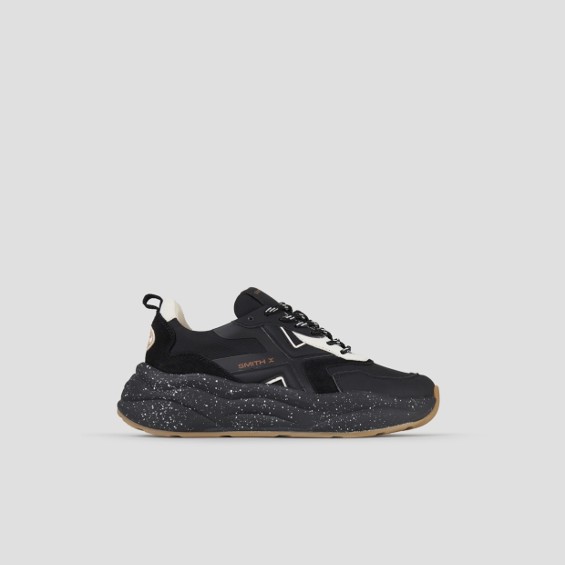Sneakers Alexander Smith horizon donna in suede e ripstop neri con suola nera - 1