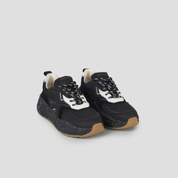 Sneakers Alexander Smith horizon donna in suede e ripstop neri con suola nera - 4