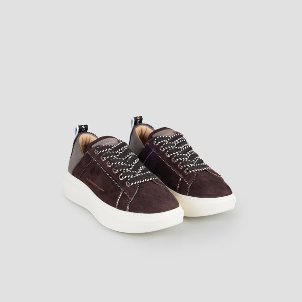 Sneakers Alexander Smith wembley donna sfoderata in suede marrone e tallone laminato - 3