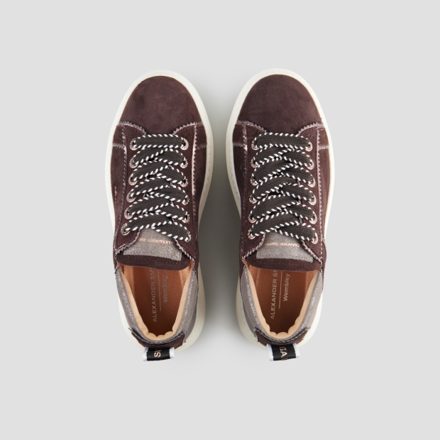 Sneakers Alexander Smith wembley donna sfoderata in suede marrone e tallone laminato - 5