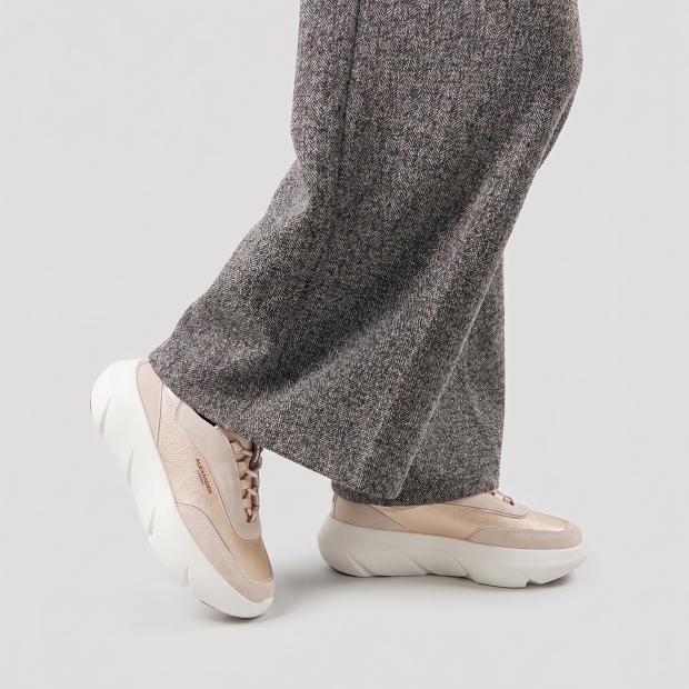 Sneakers Alexander Smith eclipse donna in suede avorio e pelle laminata oro - 2