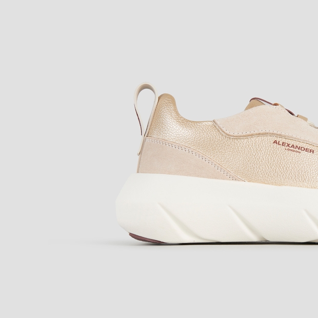 Sneakers Alexander Smith eclipse donna in suede avorio e pelle laminata oro - 3