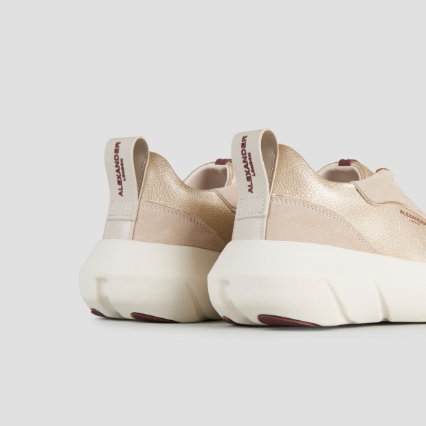 Sneakers Alexander Smith eclipse donna in suede avorio e pelle laminata oro - 5