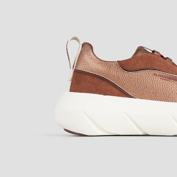 Sneakers Alexander Smith eclipse donna in suede marrone e pelle laminata bronzo - 3