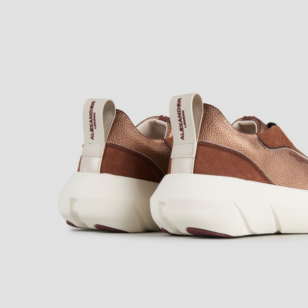 Sneakers Alexander Smith eclipse donna in suede marrone e pelle laminata bronzo - 5