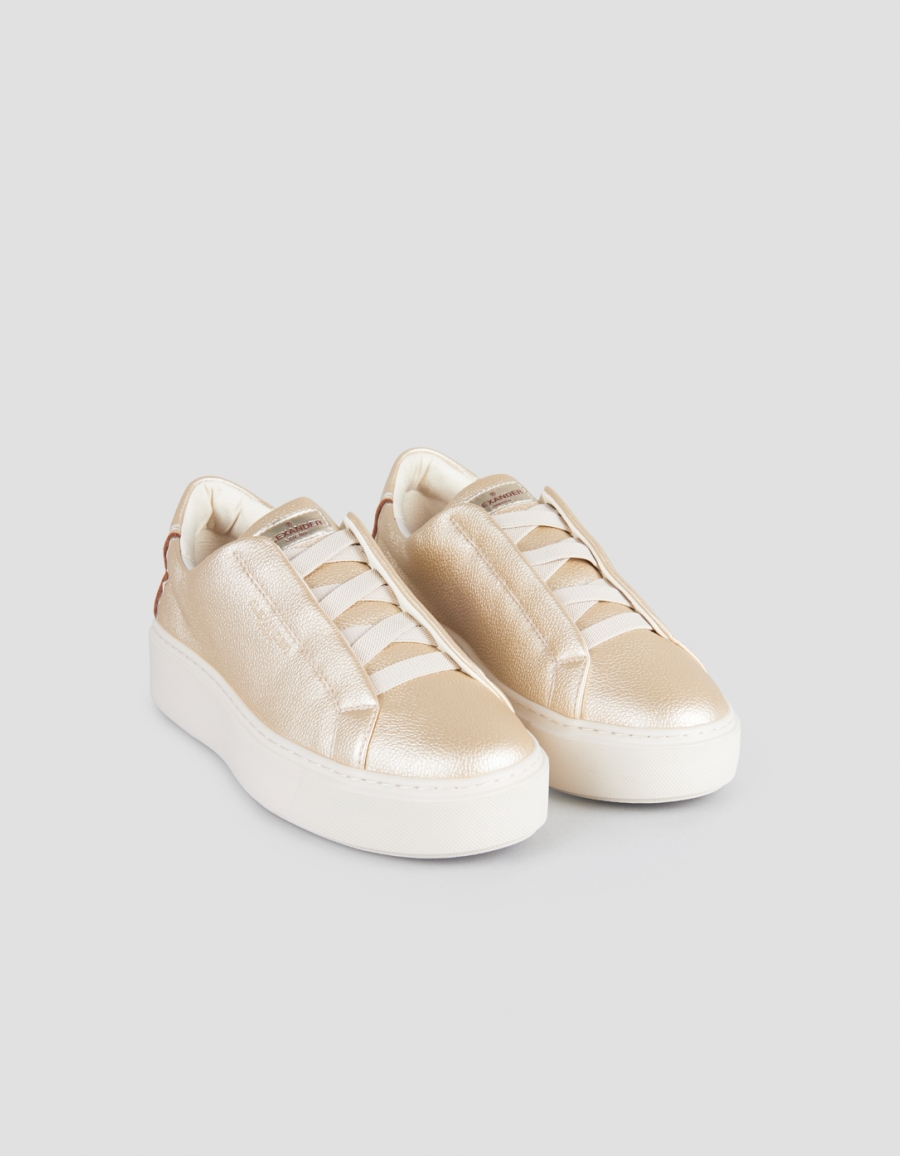 Sneakers Alexander Smith london donna slip-on in pelle bottalata dorata - 1