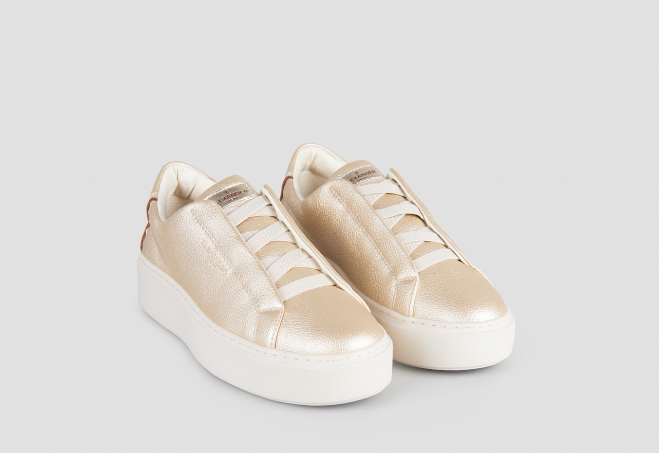 Sneakers Alexander Smith london donna slip-on in pelle bottalata dorata - 1