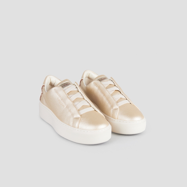 Sneakers Alexander Smith london donna slip-on in pelle bottalata dorata - 1