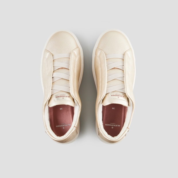 Sneakers Alexander Smith london donna slip-on in pelle bottalata dorata - 6