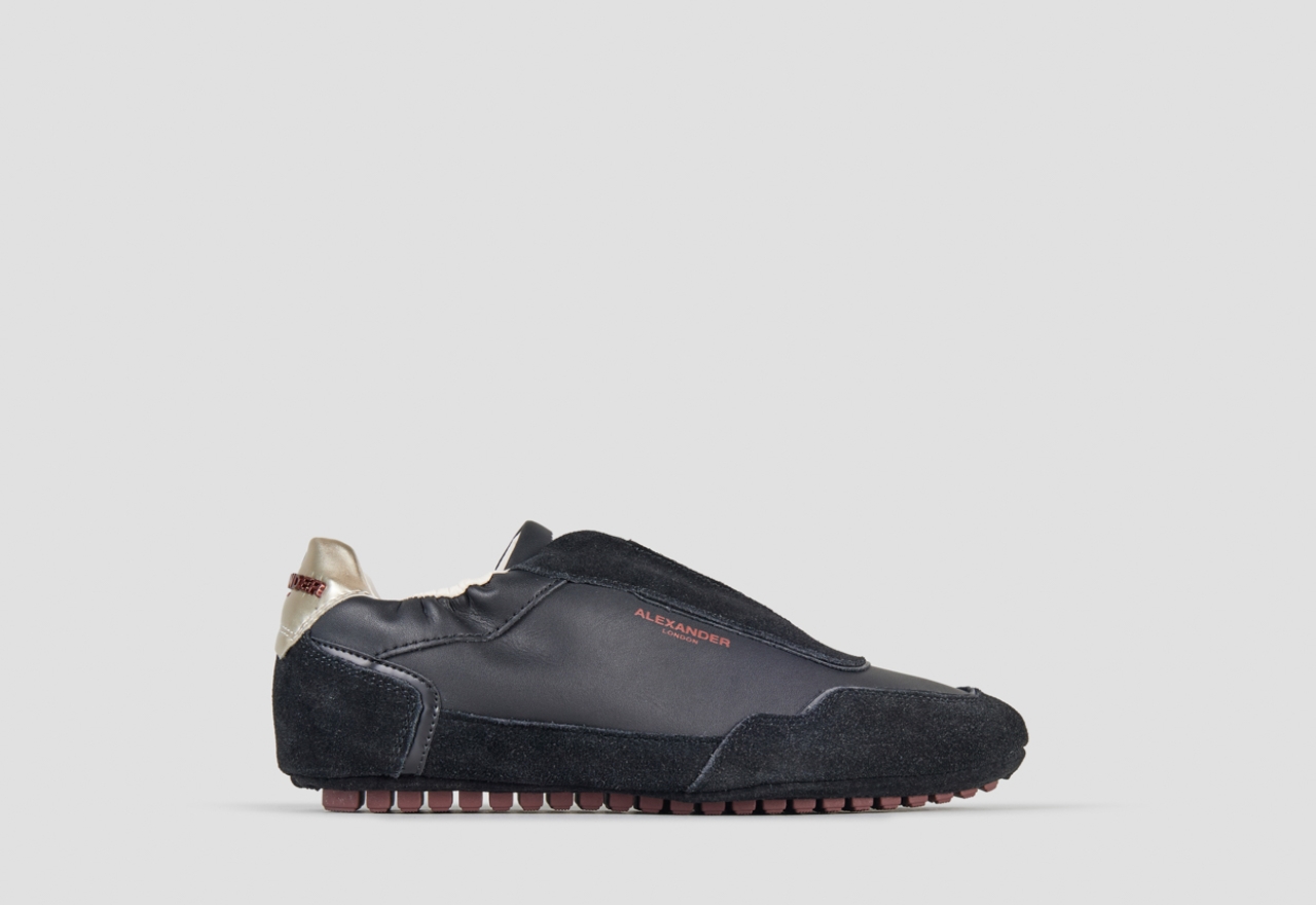 Sneakers Alexander Smith river donna in nappa e suede neri e tallone dorato - 1