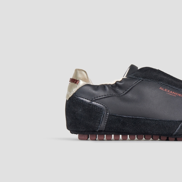 Sneakers Alexander Smith river donna in nappa e suede neri e tallone dorato - 3