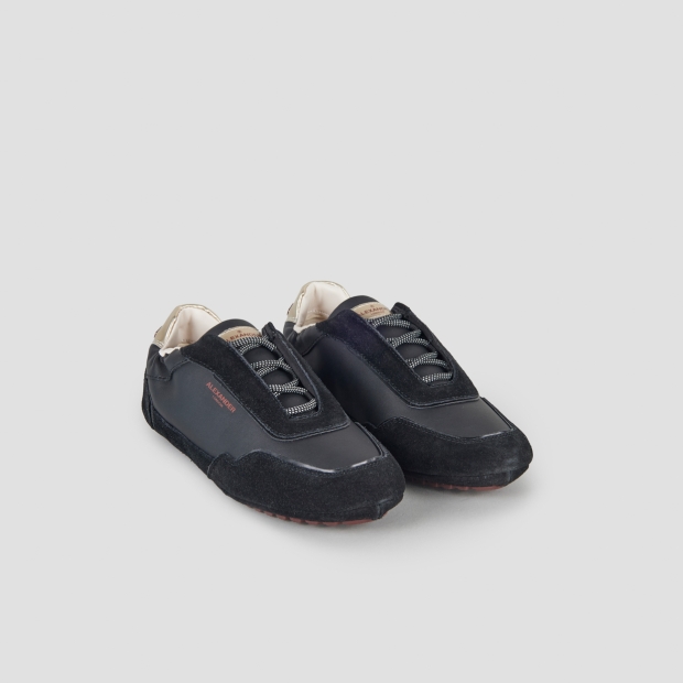 Sneakers Alexander Smith river donna in nappa e suede neri e tallone dorato - 4